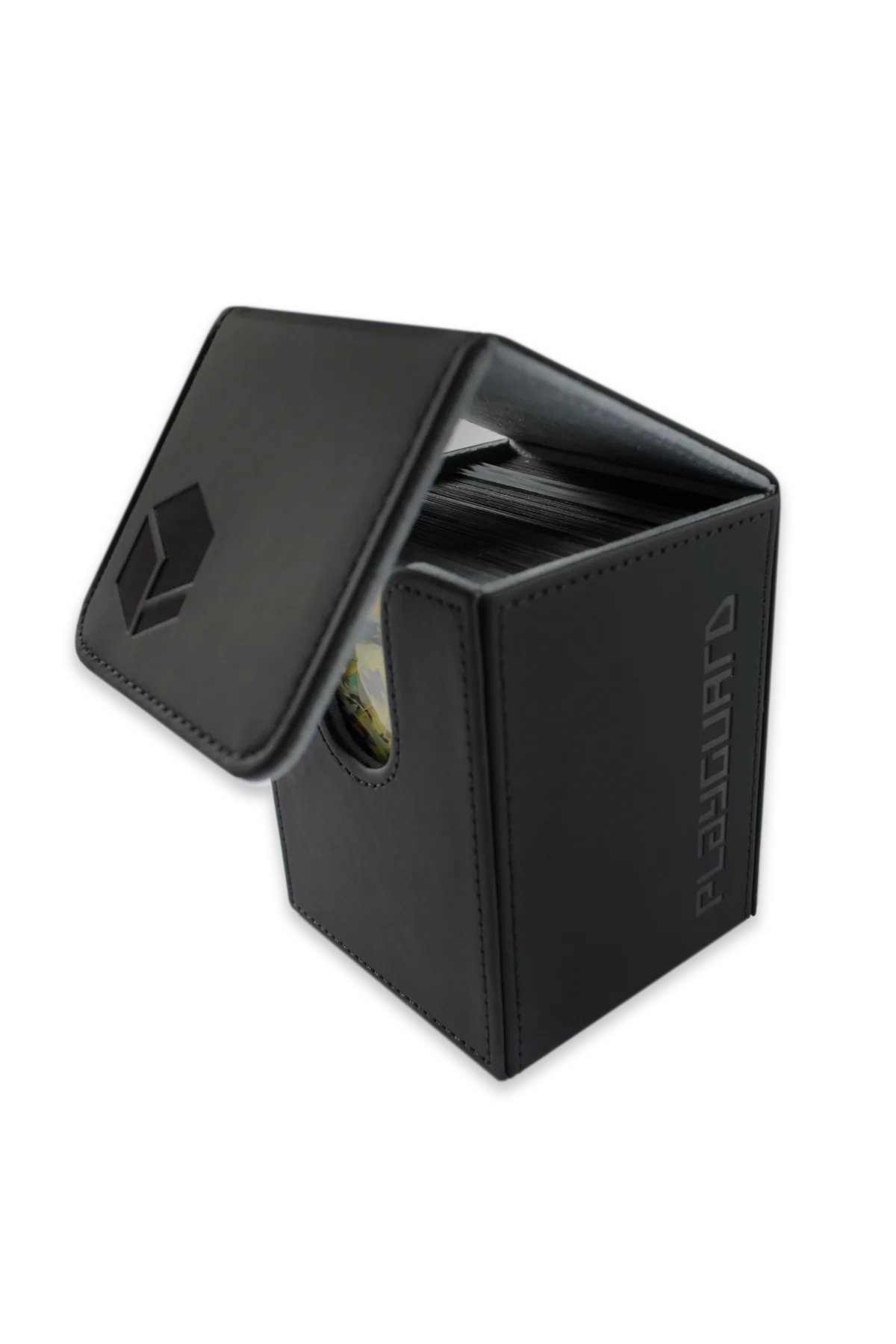 Portamazos Vault Series Single Deck - Vista lateral 90 grados con cartas